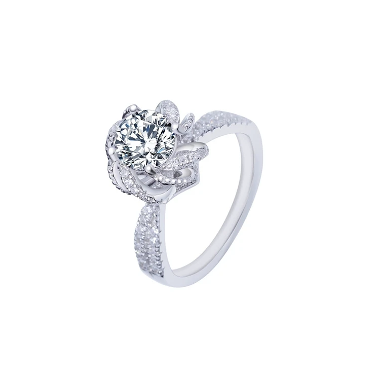 Hot sale high quality promised unique silver rose shape 1 carat moissanite female ring
Hot sale high quality promised unique silver rose shape 1 carat moissanite female ring