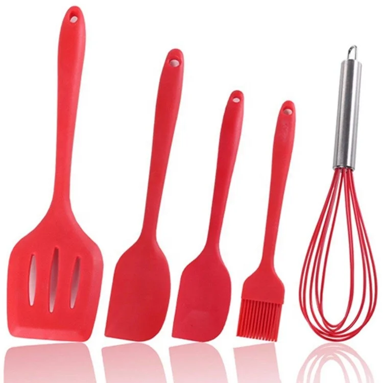 الغذاء الصف 5 قطعة أدوات المطبخ سيليكون الأحمر اكسسوارات المطبخ أدوات الطبخ