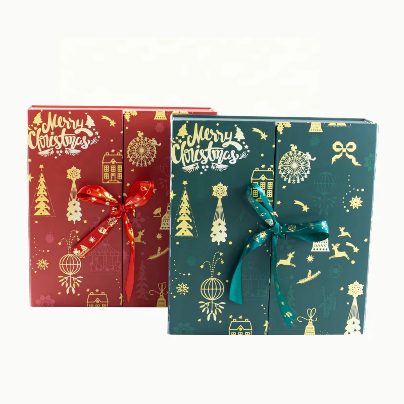 

Wholesale In Stock Luxury Cardboard Magnetic Folding Packaging Box Christmas Calendar Advent Boxes With Ribbon