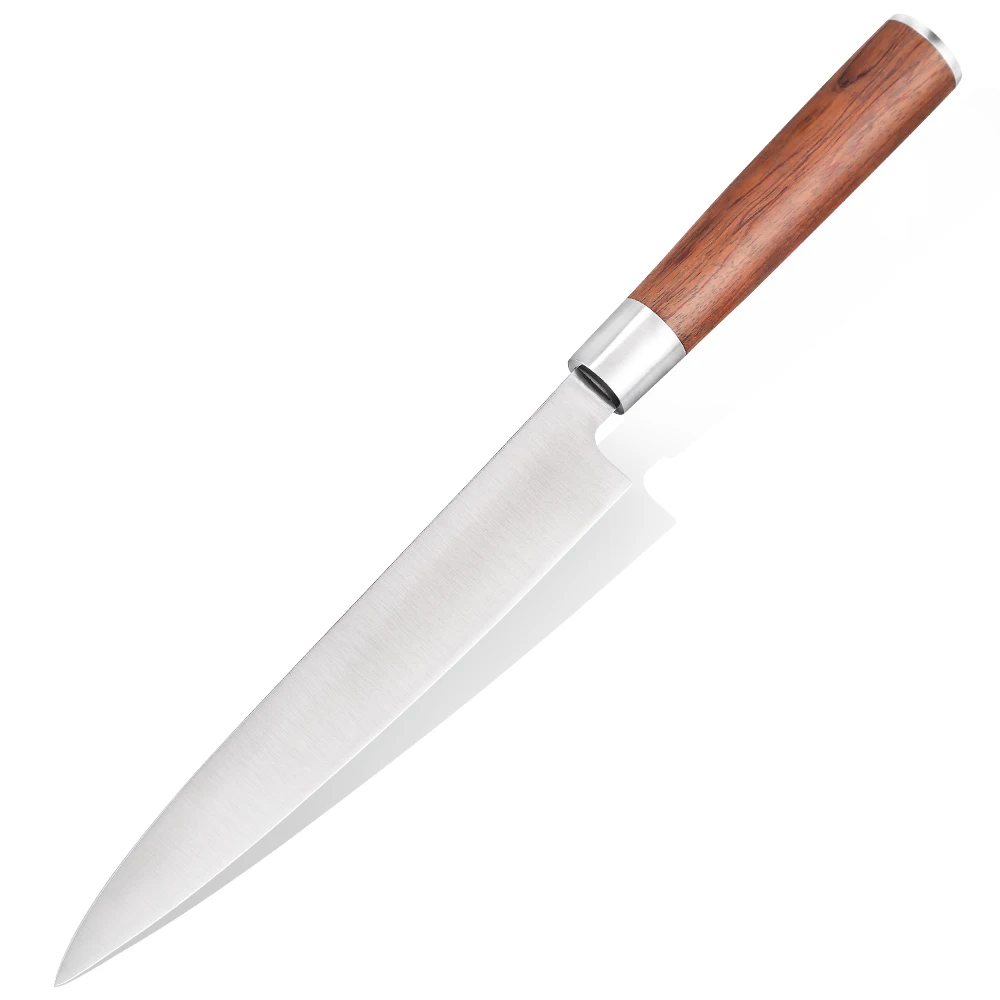 GES210YG22 Bubinga Wood Mortice Handle 210mm Blade Fish Fillet Knife Nice Waist Line Matte 1.4116 Stainless Steel Yanagiba Knife
GES210YG22 Bubinga Wood Mortice Handle 210mm Blade Fish Fillet Knife Nice Waist Line Matte 1.4116 Stainless Steel Yanagiba Knife