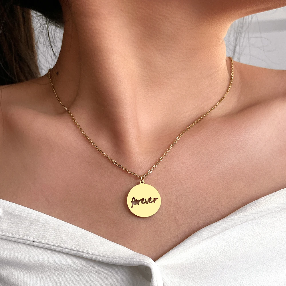 Stainless Steel Necklaces Round Hollow Forever Pendant Chain Fashion Couple Necklace For Women Jewelry Men Friendship Party Gift
Stainless Steel Necklaces Round Hollow Forever Pendant Chain Fashion Couple Necklace For Women Jewelry Men Friendship Party Gift
