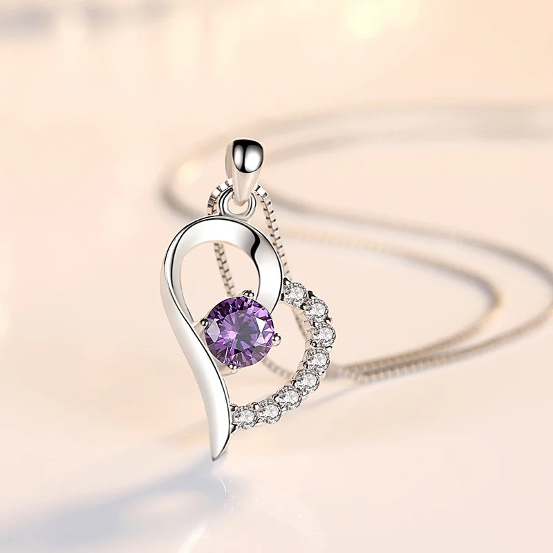 New Woman Fashion Silver High Quality Purple Copper Crystal Zircon Heart Wedding Necklace Pendant Jewelry 2021, White/purple
New Woman Fashion Silver High Quality Purple Copper Crystal Zircon Heart Wedding Necklace Pendant Jewelry 2021, White/purple