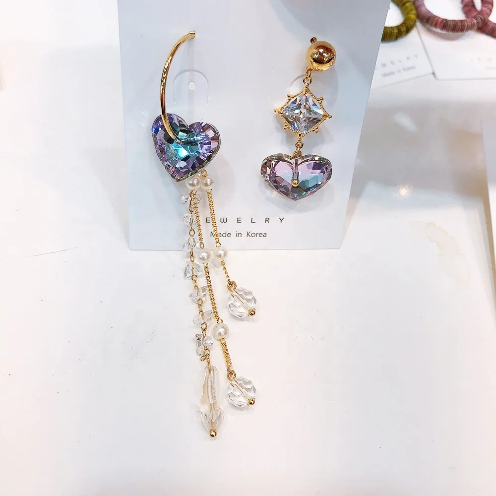 Korean Asymmetric Heart Crystal Long Drop Earrings For Women Elegant Luxury Temperament Jewelry Gifts
Korean Asymmetric Heart Crystal Long Drop Earrings For Women Elegant Luxury Temperament Jewelry Gifts