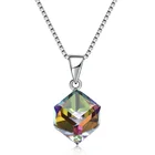 Natural Stone Fashion Woman Jewelry Cubic Zircon Pendant 18K White Gold Plated Box Chain Sterling Silver Necklace