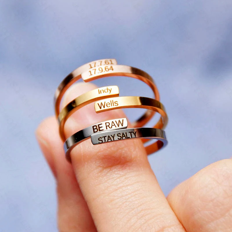 Fashion Lovers Gift Gold Silver Rose Plated Personalized Name Logo Laser Printed Women Adjustable Stainless Steel Custom Ring, Color plated as shown
Fashion Lovers Gift Gold Silver Rose Plated Personalized Name Logo Laser Printed Women Adjustable Stainless Steel Custom Ring, Color plated as shown