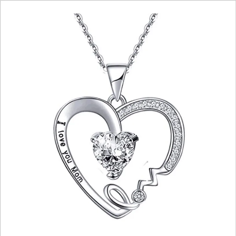 2020 New Arrival Heart Necklace Crystal Jewelry Necklaces I love You Mom Boho Zircon For Women Mother, Silver
2020 New Arrival Heart Necklace Crystal Jewelry Necklaces I love You Mom Boho Zircon For Women Mother, Silver