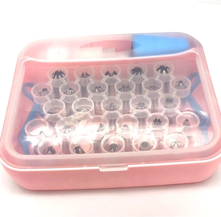 27pcs Hot Sale OEM Cake Decoration Kitchen Accessories Baking Nozzle Tips Stainless Steel Pastry Piping Tip Sets With Pink Box
27pcs Hot Sale OEM Cake Decoration Kitchen Accessories Baking Nozzle Tips Stainless Steel Pastry Piping Tip Sets With Pink Box