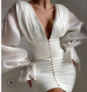 2021 spring summer deep V flared hip skirt silk backless long sleeve lady elegat party prom dress woman
2021 spring summer deep V flared hip skirt silk backless long sleeve lady elegat party prom dress woman