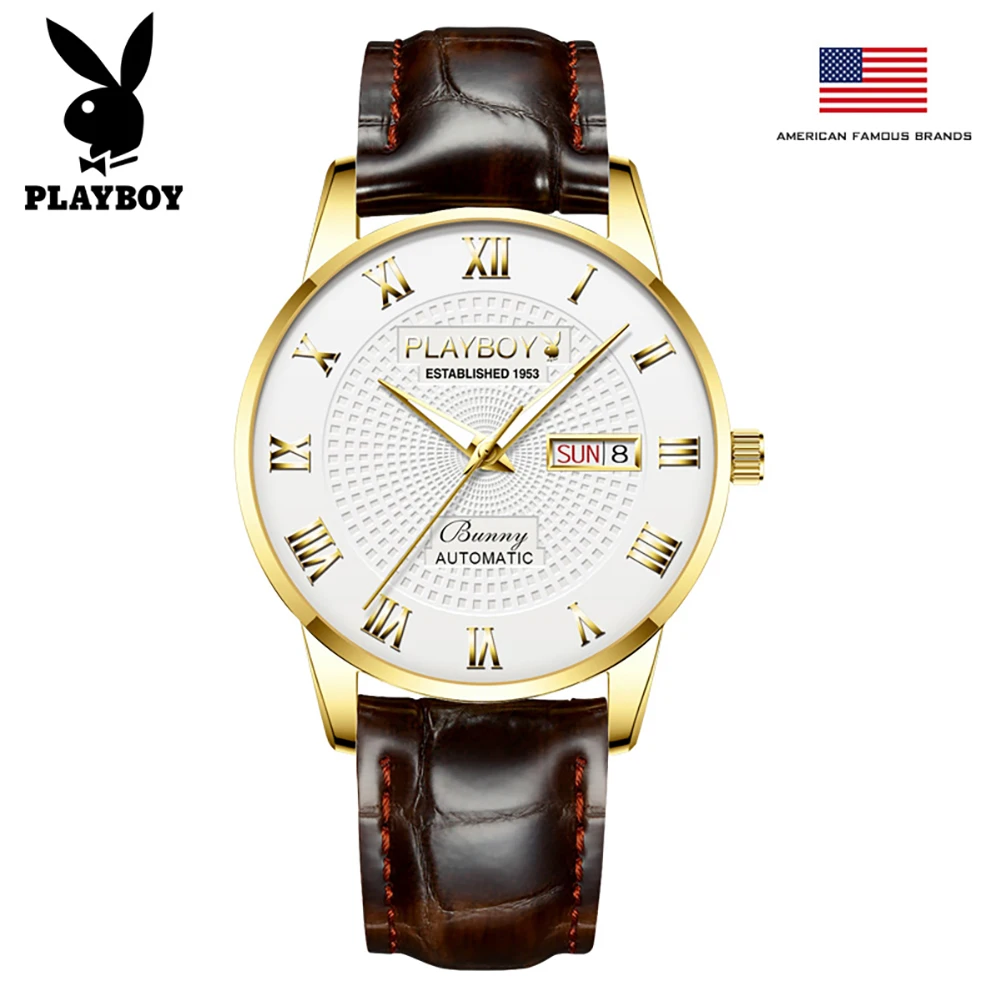 

Playboy 2605 OEM luxury watch Calendar waterproof classic fashion automatic Mechanical Watches wrist watches for men