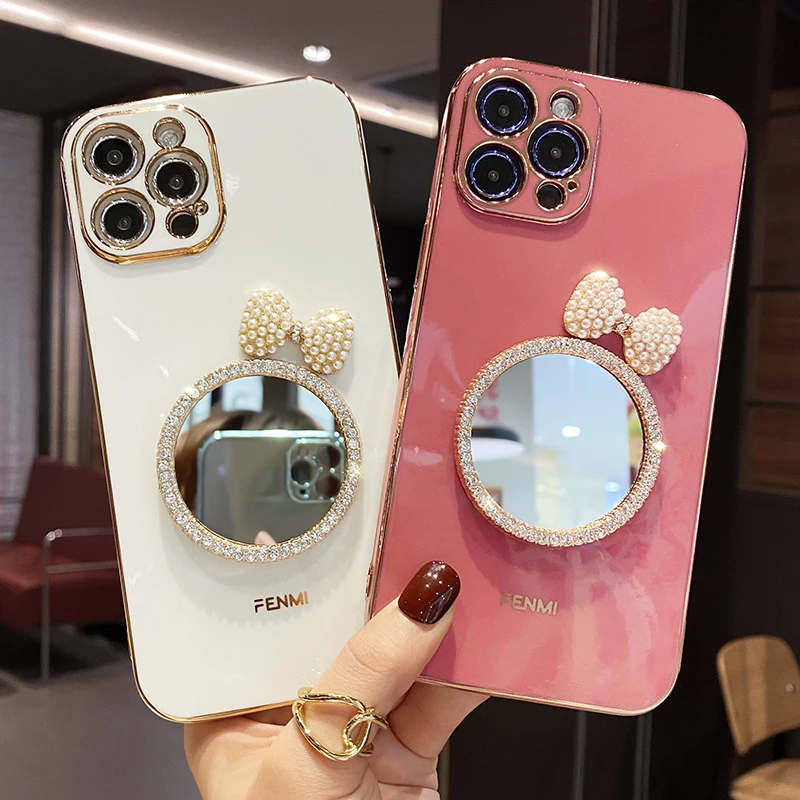 Luxury bling bowknot makeup mirror Phone Case For Iphone 12 11 Pro Max XS Plating shockproof Fashion Glitter Soft Silicone Cover, Various
Luxury bling bowknot makeup mirror Phone Case For Iphone 12 11 Pro Max XS Plating shockproof Fashion Glitter Soft Silicone Cover, Various
