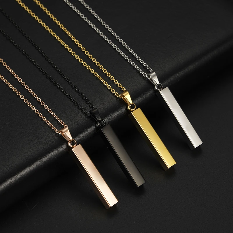 Stainless Steel Bar Necklace Gold For Men Women Unisex Custom Logo 18k Rose Gold 3d Vertical Bar Pendant Necklace
Stainless Steel Bar Necklace Gold For Men Women Unisex Custom Logo 18k Rose Gold 3d Vertical Bar Pendant Necklace