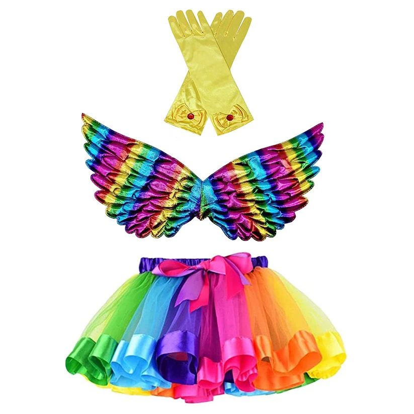 Kid Girl Birthday Gift Princess Party Dress Up Gloves Fairy Wing and Rainbow Tutu Skirt Sets
Kid Girl Birthday Gift Princess Party Dress Up Gloves Fairy Wing and Rainbow Tutu Skirt Sets