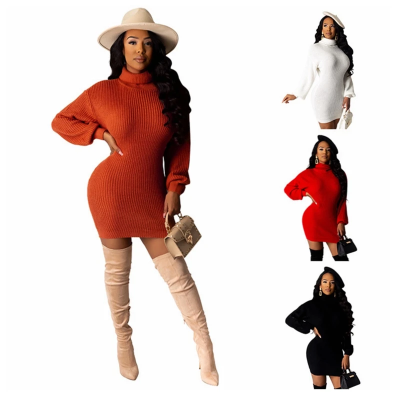 Casual Loose Solid Color Pullover Stylish Sexy Turtleneck Long Sleeve Red Dress Ladies Winter Knitted Women Sweater Dresses
Casual Loose Solid Color Pullover Stylish Sexy Turtleneck Long Sleeve Red Dress Ladies Winter Knitted Women Sweater Dresses