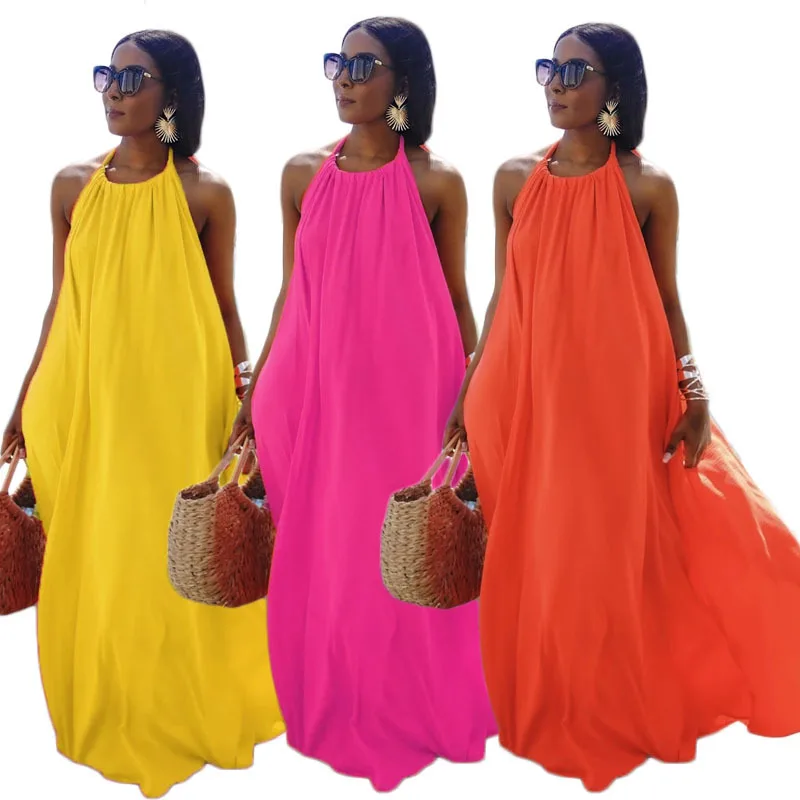 Party Dress Summer Sundress Women Sexy Sleeveless Halter Backless Long Beach Dress Bohemian vestidos de playa, Pink, yellow, orange
Party Dress Summer Sundress Women Sexy Sleeveless Halter Backless Long Beach Dress Bohemian vestidos de playa, Pink, yellow, orange