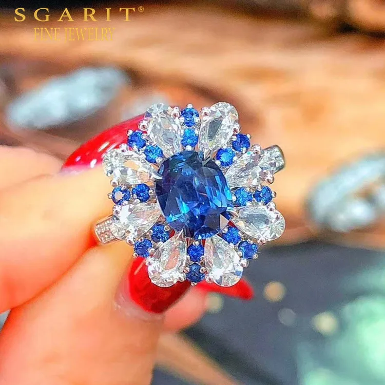 SGARIT hot sale fashionable gemstone jewelry 18k gold women finger ring 1.58ct unheated natural sapphire ring
SGARIT hot sale fashionable gemstone jewelry 18k gold women finger ring 1.58ct unheated natural sapphire ring