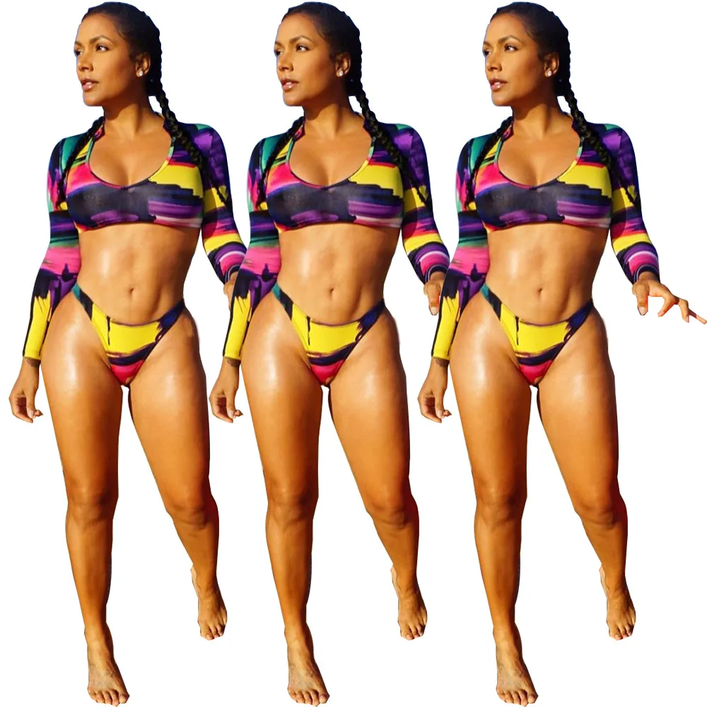 2021 New Arrivals Fashion Women Casual O-Neck Long Sleeve Crop Panties 2 Pieces Set Color Patchwork Bikini Swimwear, Picture show
2021 New Arrivals Fashion Women Casual O-Neck Long Sleeve Crop Panties 2 Pieces Set Color Patchwork Bikini Swimwear, Picture show