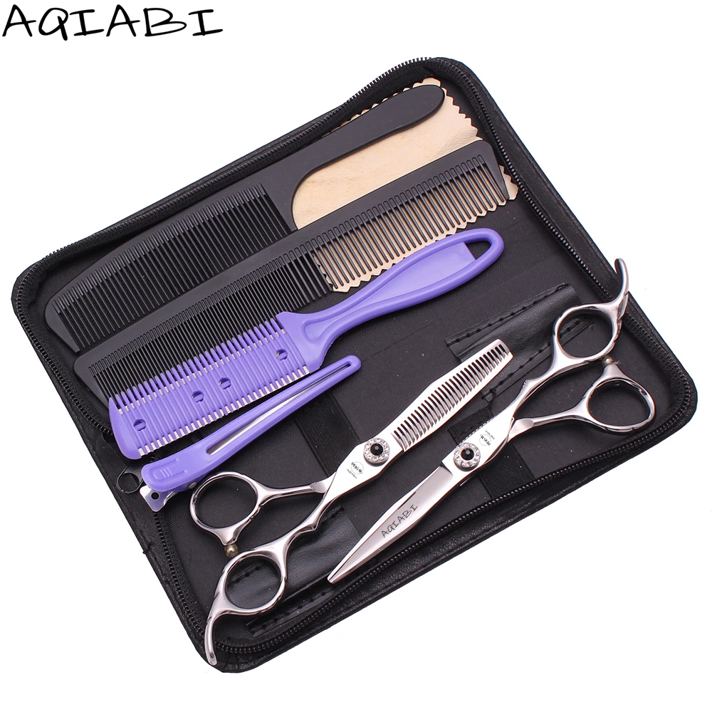 Professional Hairdressing Scissors 5.5" 6'' AQIABI Japanese 440C Barber Cutting Scissors Thinning Scissors A9009, Silver
Professional Hairdressing Scissors 5.5" 6'' AQIABI Japanese 440C Barber Cutting Scissors Thinning Scissors A9009, Silver
