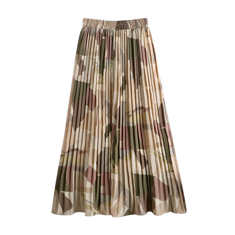 Elastic Waist geometric print pleated long maxi skirts women, Light color/dark color
Elastic Waist geometric print pleated long maxi skirts women, Light color/dark color