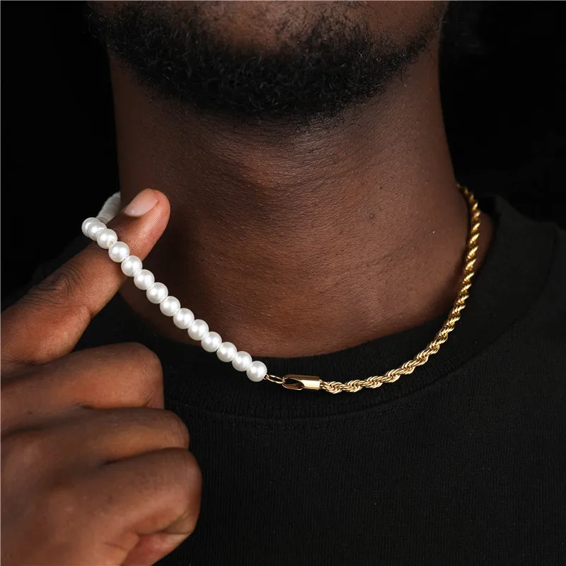 Waterproof Men Jewelry 5mm Custom Stainless Steel Rope Chain Glass Pearl Natural Freshwater Pearl Necklace For Man
Waterproof Men Jewelry 5mm Custom Stainless Steel Rope Chain Glass Pearl Natural Freshwater Pearl Necklace For Man