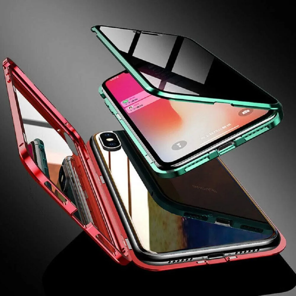 Privacy Magnetic Case for iPhone XS Max XR X Double Tempered Glass Metal Bumper Anti-Peep Case for iPhone 7 8 6s 6 Plus 11 Pro
Privacy Magnetic Case for iPhone XS Max XR X Double Tempered Glass Metal Bumper Anti-Peep Case for iPhone 7 8 6s 6 Plus 11 Pro