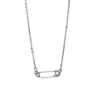 

dx98001 Simple New Design Wholesale Bijoux Joyas Crystal Rhinestone Paper Clip Shape Pendant Necklace