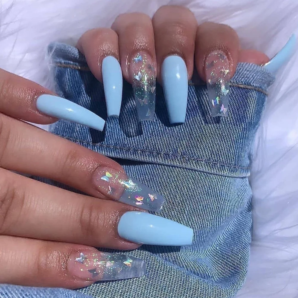 Wholesale Butterfly Print Press On Nails Full Cover Extra Long Coffin False Nail Tips Artificial DIY Fake Nails Art, Blue
Wholesale Butterfly Print Press On Nails Full Cover Extra Long Coffin False Nail Tips Artificial DIY Fake Nails Art, Blue