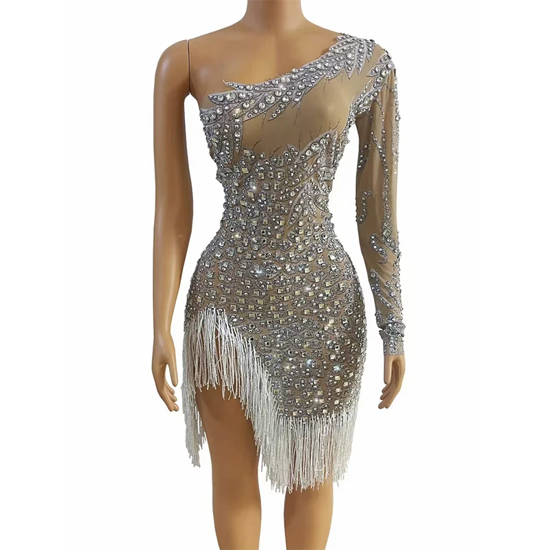 AD1403 Kimshein Handmade Summer Silver One Shoulder Glitter Side Split Tassel Diamond Flower Crystal Evening Dresses
AD1403 Kimshein Handmade Summer Silver One Shoulder Glitter Side Split Tassel Diamond Flower Crystal Evening Dresses