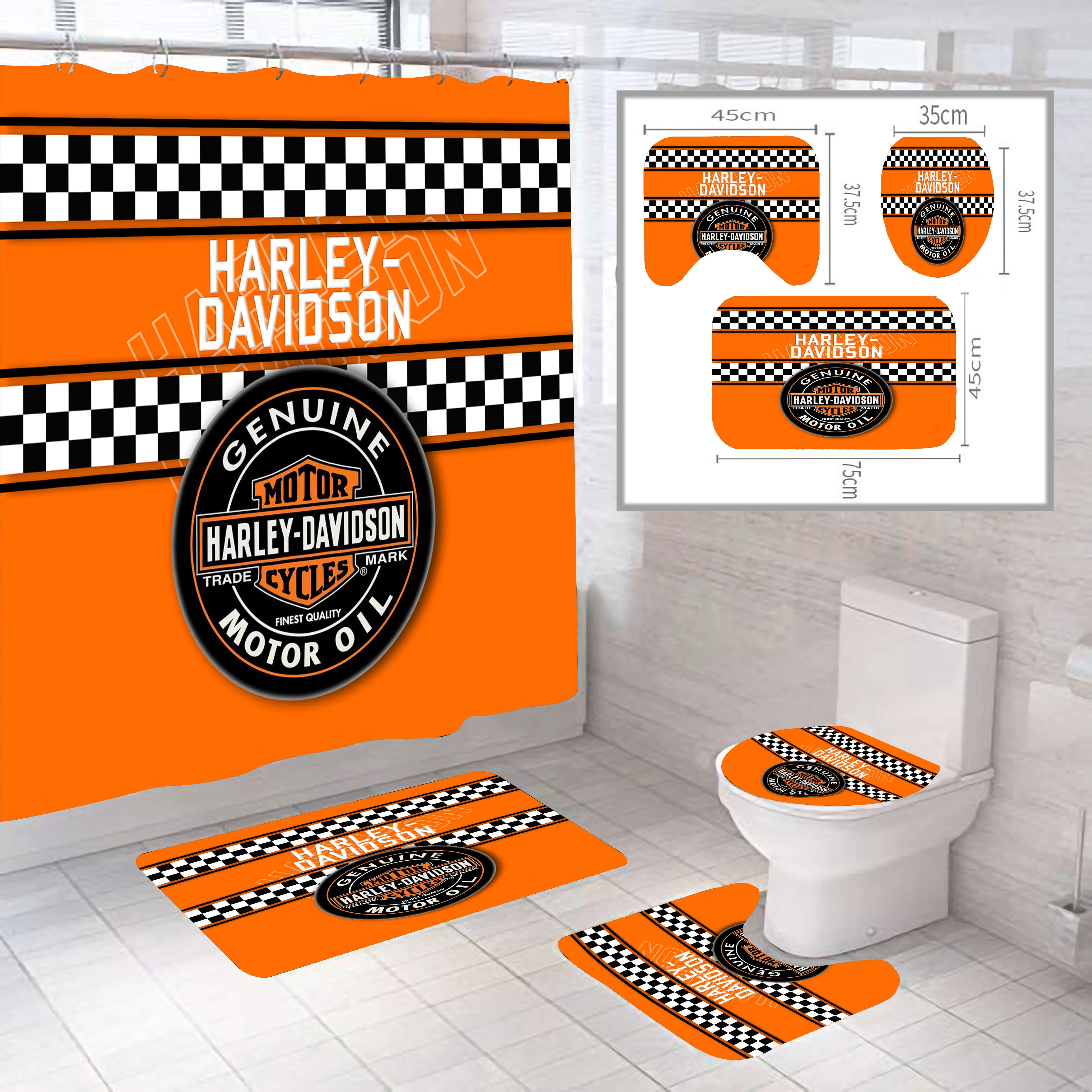 New Hot sale Harley motorcycle digital printing waterproof shower curtain set Luxury Bath Shower Curtain Sets, Custom-made
New Hot sale Harley motorcycle digital printing waterproof shower curtain set Luxury Bath Shower Curtain Sets, Custom-made