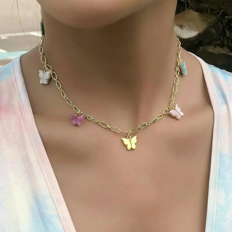European and American necklace colorful cute acrylic butterfly pendant necklace
European and American necklace colorful cute acrylic butterfly pendant necklace