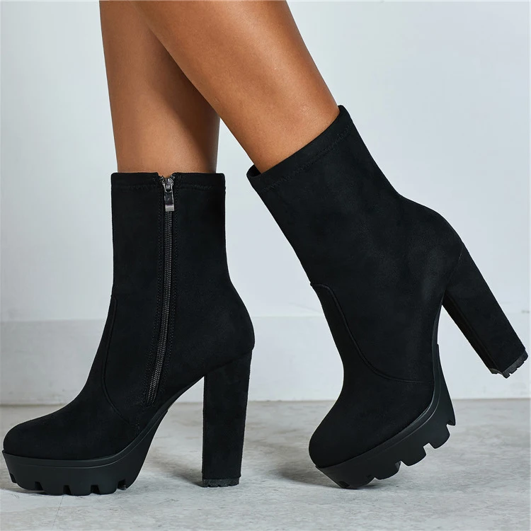 Fashion Women Ladies Round Toe High Heel Ankle Boots Zipper Autumn Winter Block Heel Platform Booties Black size 41 42
Fashion Women Ladies Round Toe High Heel Ankle Boots Zipper Autumn Winter Block Heel Platform Booties Black size 41 42