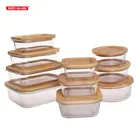 Eco-friendly food meal prep containers with bamboo lid/wooden glass food storage