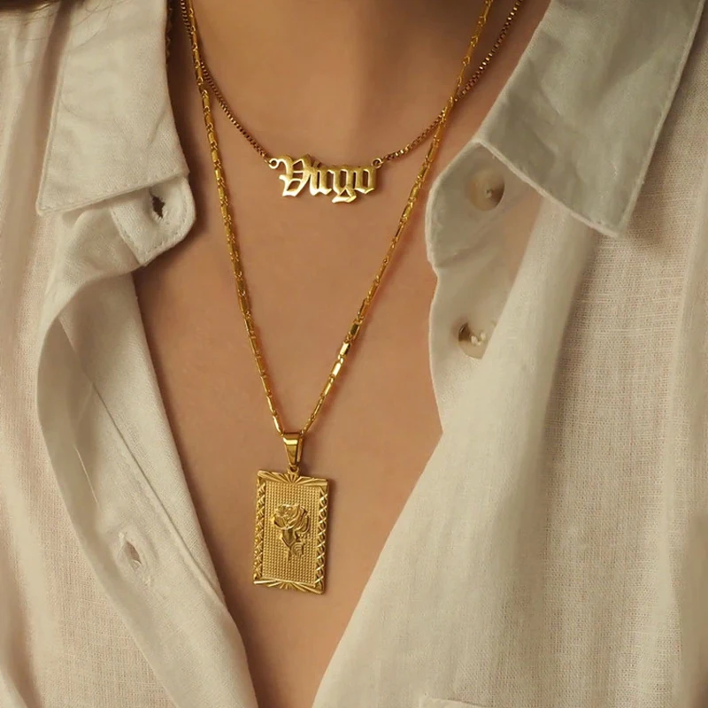 Dainty 18k Gold Plated Stainless Steel Necklace Rose Rectangle Pendant Chain Necklace Women Jewelry
Dainty 18k Gold Plated Stainless Steel Necklace Rose Rectangle Pendant Chain Necklace Women Jewelry