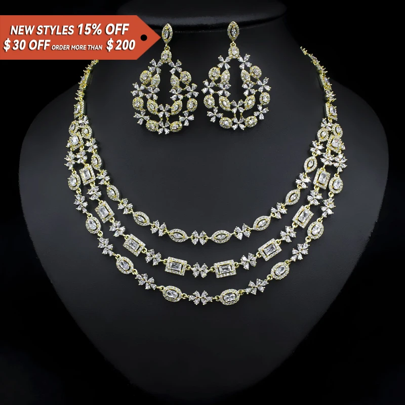 Stacked multi-layer zircon necklace earrings for two ensembles bridal wedding luxury jewelry dinner dress wedding accessories, Yellow,white
Stacked multi-layer zircon necklace earrings for two ensembles bridal wedding luxury jewelry dinner dress wedding accessories, Yellow,white