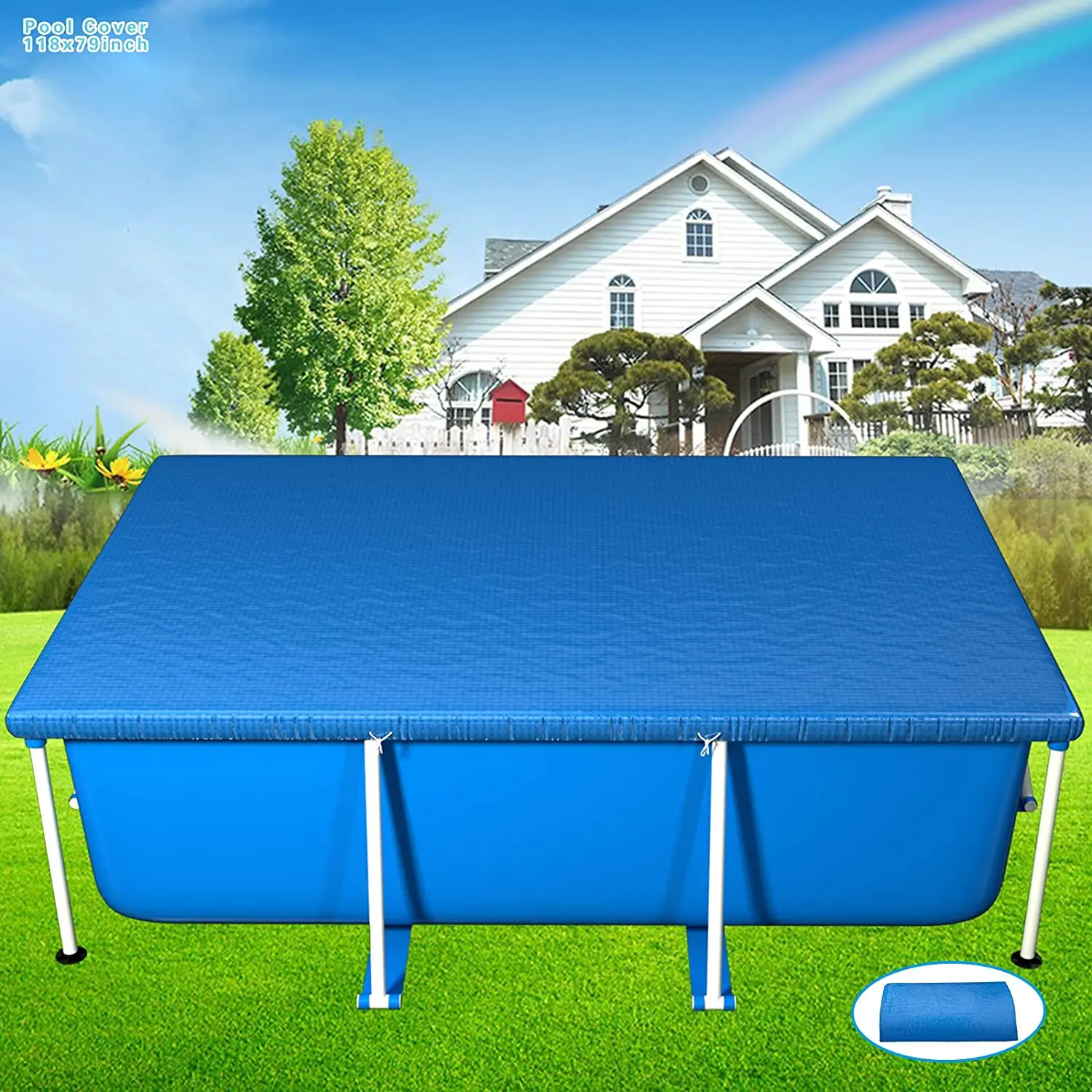 UV Resistant Polyethylene Rainproof Dust Easy Set Frame Round Rectangular PE Swimming Pool Cover, Blue
UV Resistant Polyethylene Rainproof Dust Easy Set Frame Round Rectangular PE Swimming Pool Cover, Blue