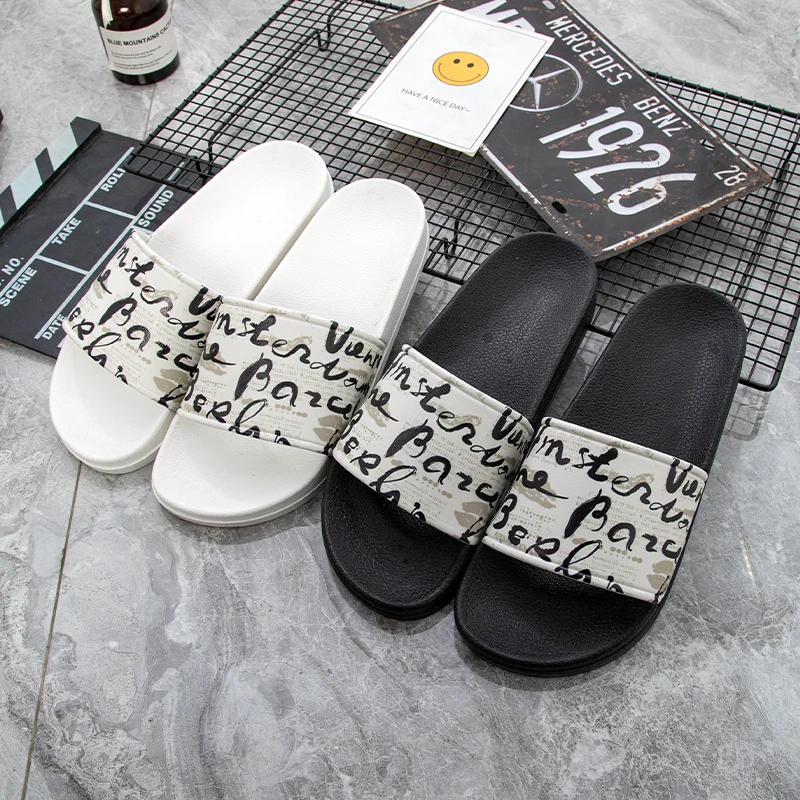 wholesale Summer Popular Unisex Slide sandal with symbol Decoration Ladies Printed Slipper, Black white
wholesale Summer Popular Unisex Slide sandal with symbol Decoration Ladies Printed Slipper, Black white