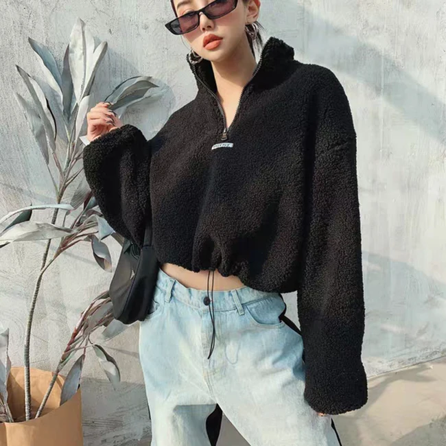 2020 custom autumn winter high quality Teddy hoodie for women puffsleeve pullover oversized thick crop top hoodie, Shown
2020 custom autumn winter high quality Teddy hoodie for women puffsleeve pullover oversized thick crop top hoodie, Shown