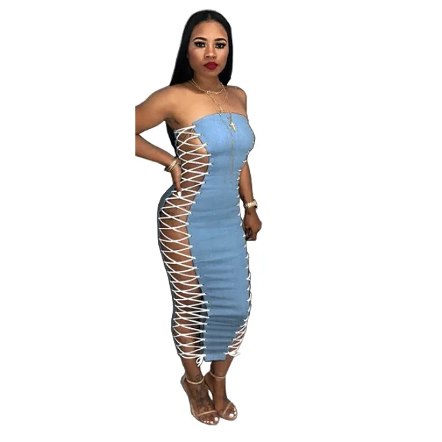 off the shoulder bodycon dress women sexy sleeveless silt lacing jeans clubwear midi denim dresses ladies y10039
off the shoulder bodycon dress women sexy sleeveless silt lacing jeans clubwear midi denim dresses ladies y10039