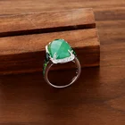 Jufeng natural Green Onyx stone finger custom fashion jewellery engagement 925 sterling silver ring women