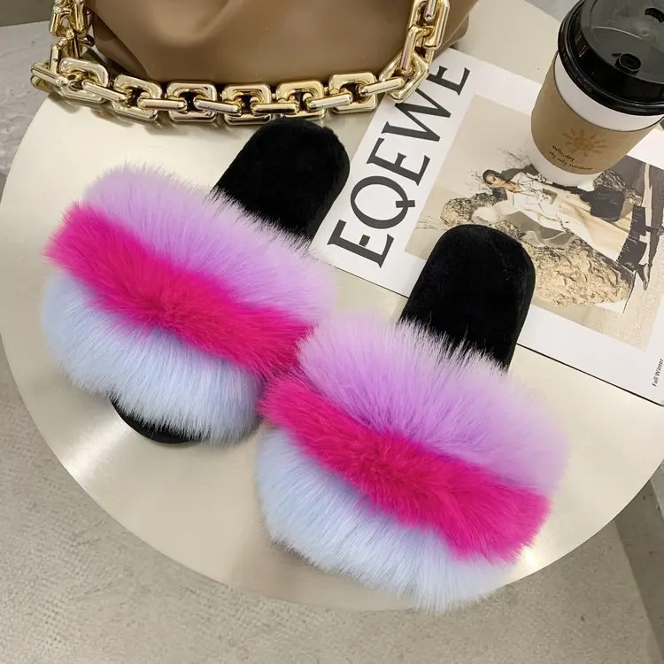Ladies Fur Flat Slipper Rainbow Color Fur Luxury Shoes Indoor Casual Slippers For Women fur slides with purse set, Black
Ladies Fur Flat Slipper Rainbow Color Fur Luxury Shoes Indoor Casual Slippers For Women fur slides with purse set, Black