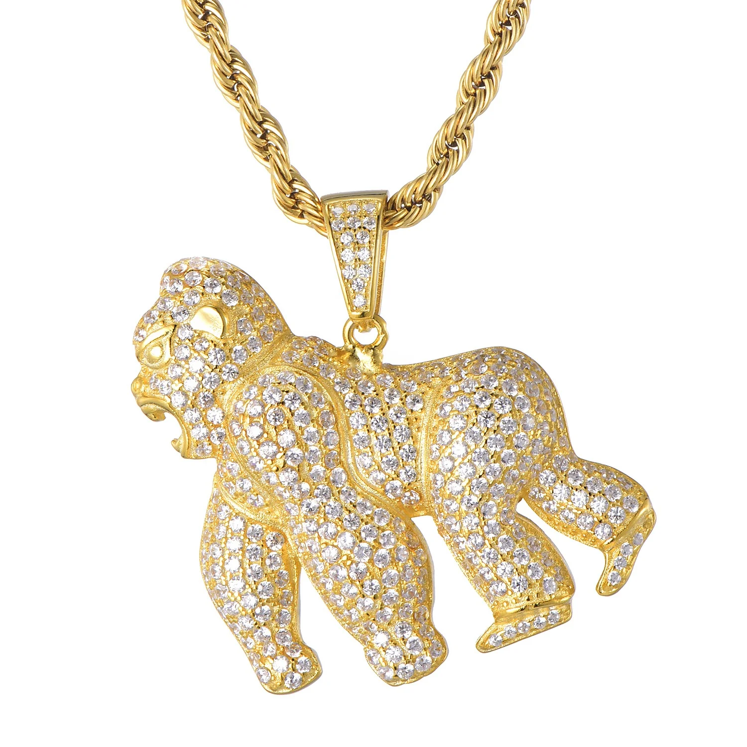 2020 Trendy Hip Hop Full Zircon Gold Plated Diamond Gorilla Pendant Necklace, Golden
2020 Trendy Hip Hop Full Zircon Gold Plated Diamond Gorilla Pendant Necklace, Golden