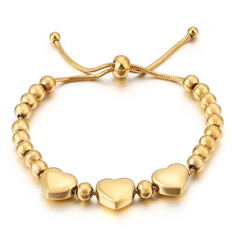 Elegant Designer Stainless Steel 18k Gold Plated Heart Beaded Charm Bracelet for Women Gifts Jewelry, Mixed
Elegant Designer Stainless Steel 18k Gold Plated Heart Beaded Charm Bracelet for Women Gifts Jewelry, Mixed