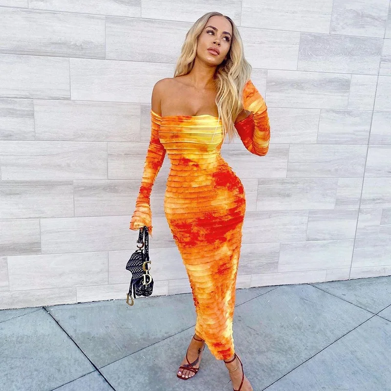 YS low cut sexy long sleeves clothes summer sexy tie dye long casual off shoulder dresses elegant casual dresses, As picture shows or customized color
YS low cut sexy long sleeves clothes summer sexy tie dye long casual off shoulder dresses elegant casual dresses, As picture shows or customized color