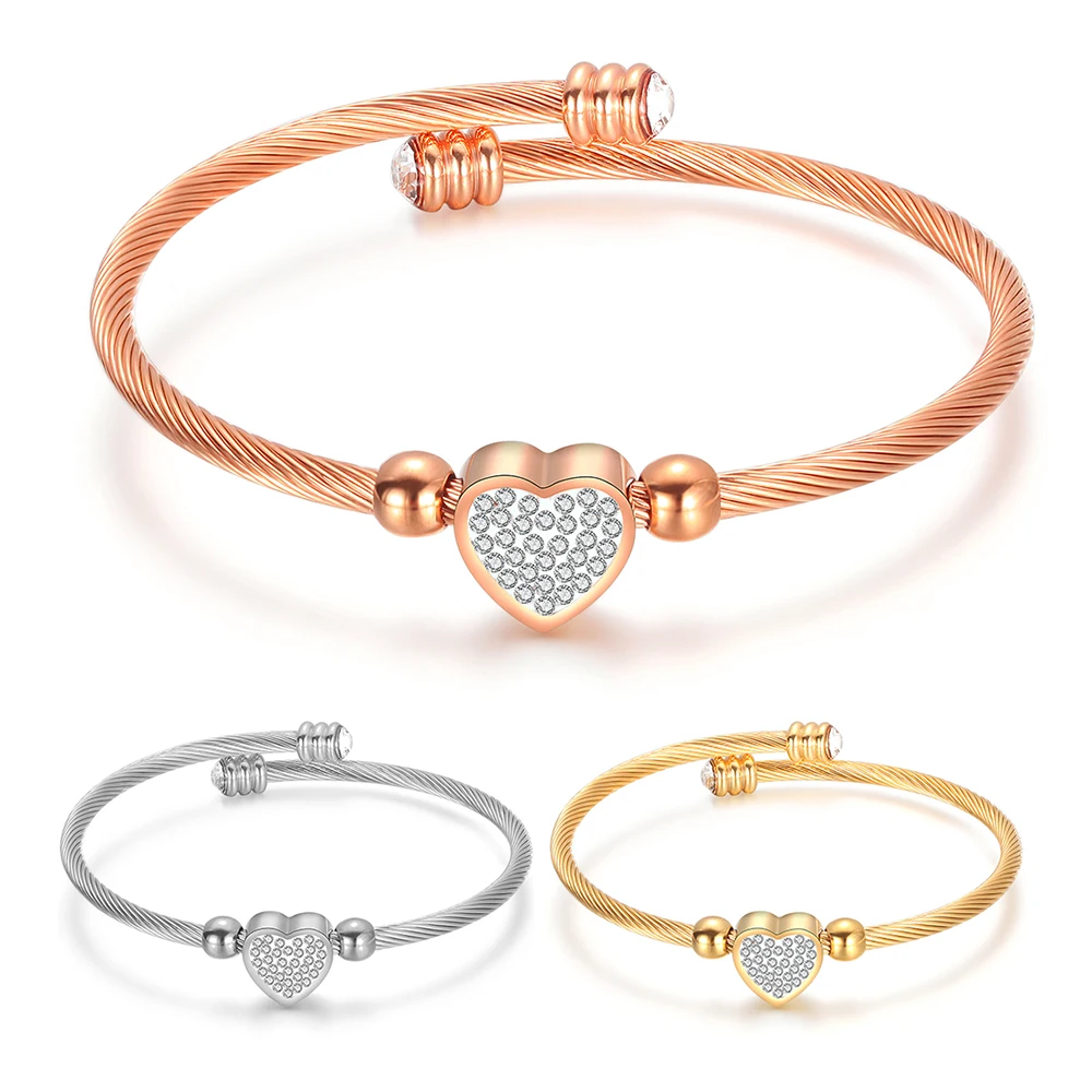 Ruigang Heart Shaped Bracelet Bangles Stainless steel Crystal charm Bracelets for Women Fashion Jewelry gift, Customized color
Ruigang Heart Shaped Bracelet Bangles Stainless steel Crystal charm Bracelets for Women Fashion Jewelry gift, Customized color