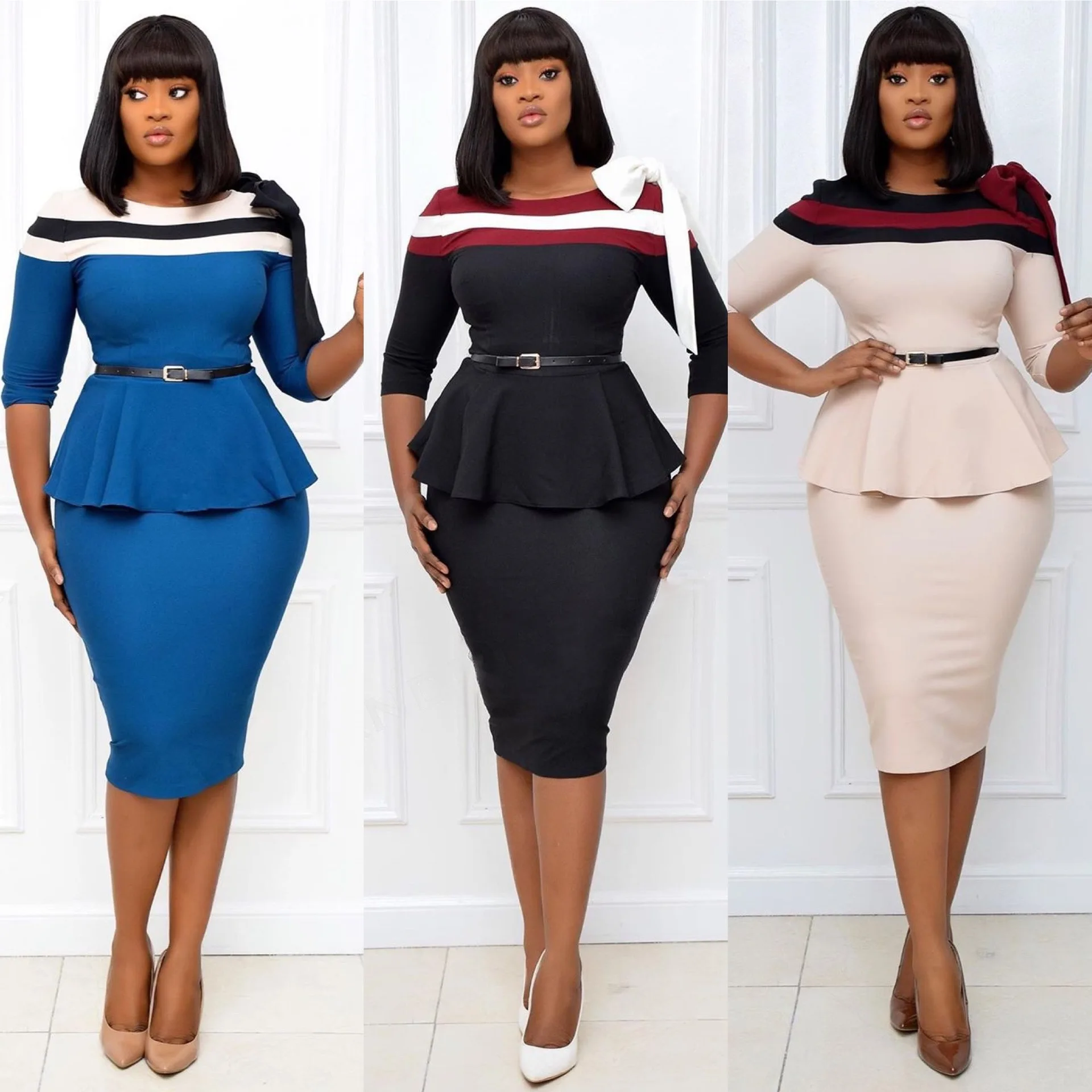 Fashion Women Office Clothing Lady Slim Fit Plus Size Dress Falbala Dress For Women Business Casual Dress
Fashion Women Office Clothing Lady Slim Fit Plus Size Dress Falbala Dress For Women Business Casual Dress