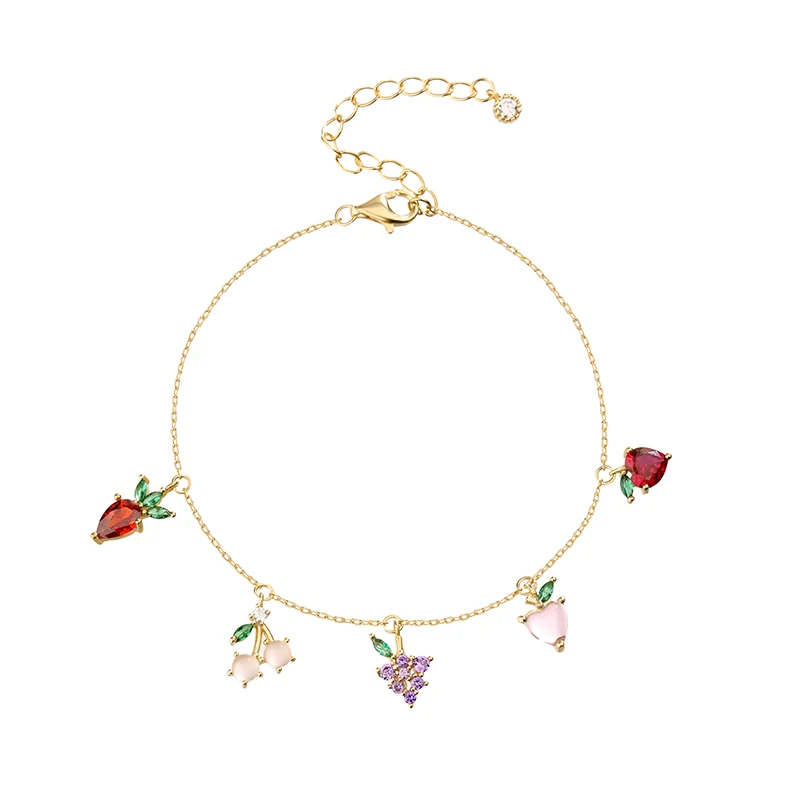 Girls Jewelry Summer Bracelets 925 Silver Lovely Cherry Grape Peach Pineapple Fruit Charm Bracelets
Girls Jewelry Summer Bracelets 925 Silver Lovely Cherry Grape Peach Pineapple Fruit Charm Bracelets