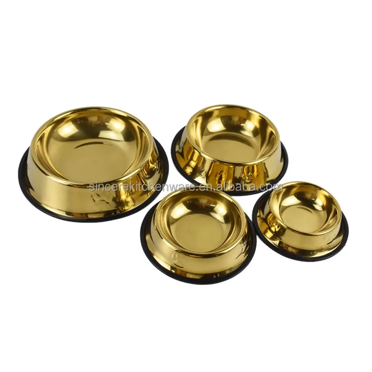 Golden dog bowl stainless steel Food and Water Cat Dishes Non Slip Stackable Pet Bowl, Gold
Golden dog bowl stainless steel Food and Water Cat Dishes Non Slip Stackable Pet Bowl, Gold