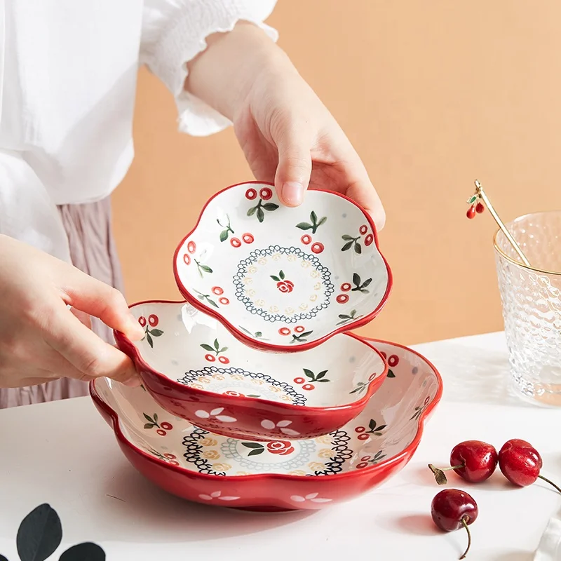 Hand-painted ceramic snack bowl lovely cherry lace classes of large soup plate fruit salad bowl for home kitchen, As picture or customized
Hand-painted ceramic snack bowl lovely cherry lace classes of large soup plate fruit salad bowl for home kitchen, As picture or customized