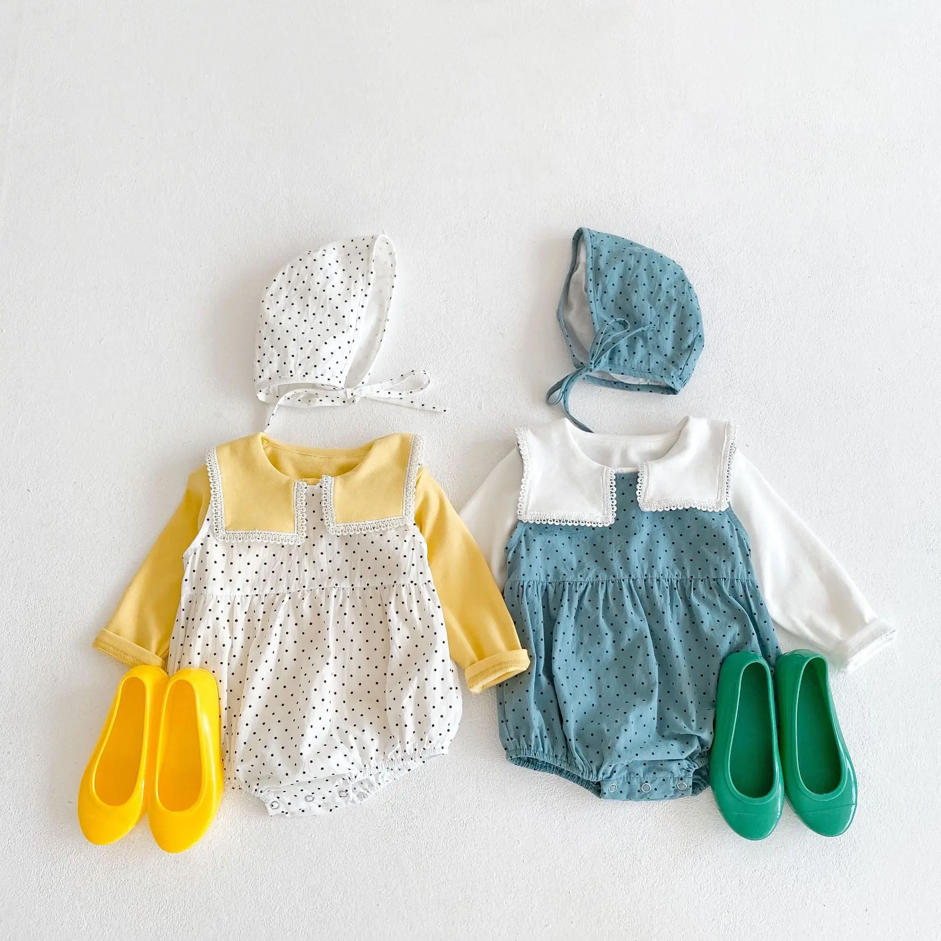 2021 autumn little girls clothing sets infant and baby round dot sleeveless romper + lapel bottoming shirt + hat 3-piece suit
2021 autumn little girls clothing sets infant and baby round dot sleeveless romper + lapel bottoming shirt + hat 3-piece suit