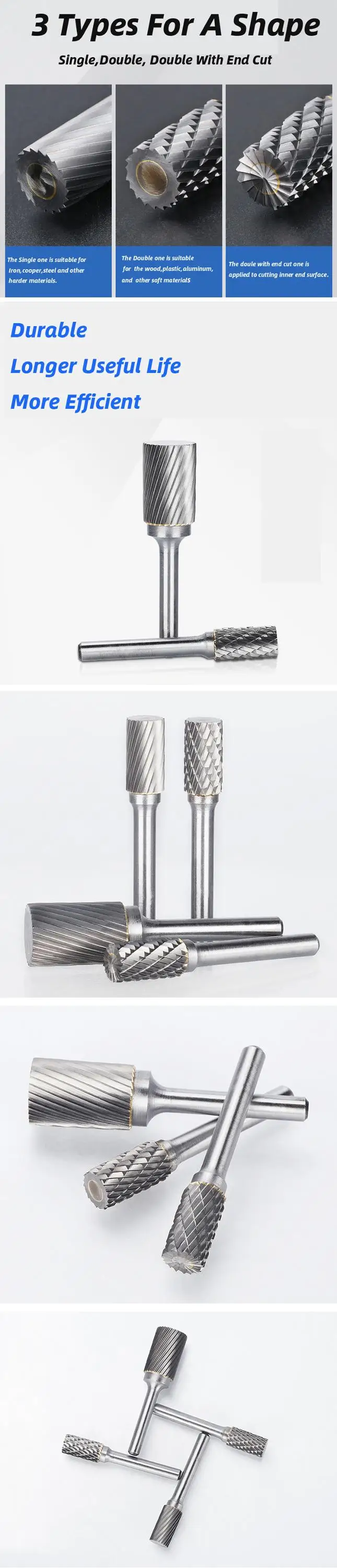 Shape A Cylinder 45 mm Shank Tungsten Carbide Rotary Burr