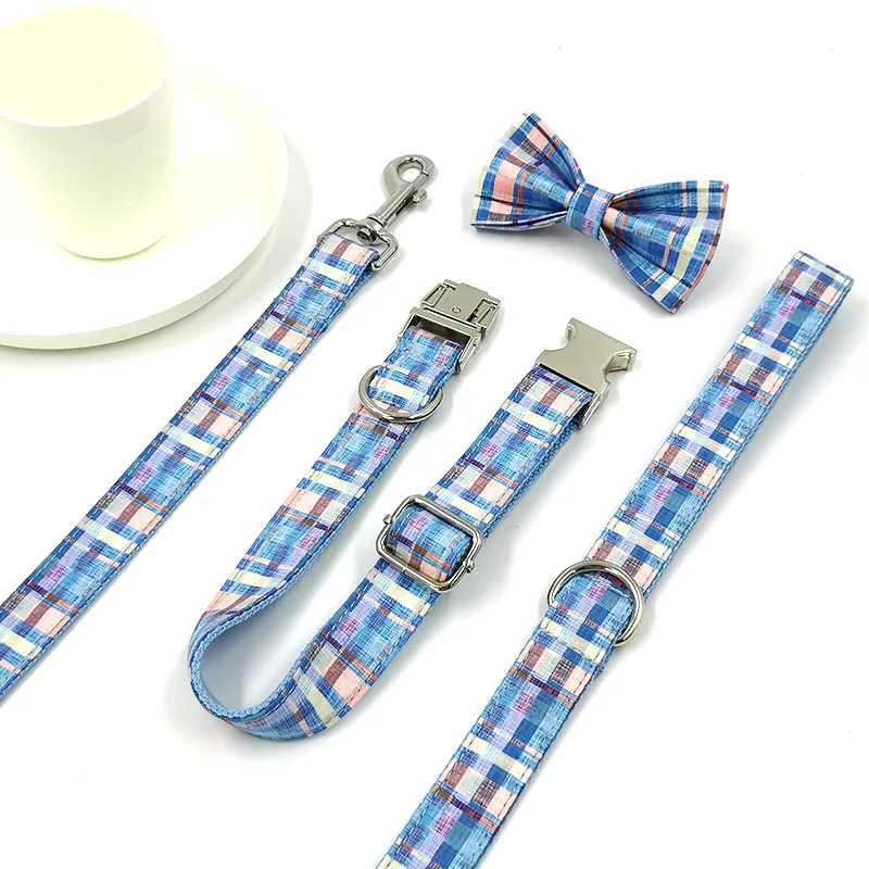 High quality stock new blue plaid lettering pet collar traction rope pet bow tie puppy dog leash collar bowtie set, Many
High quality stock new blue plaid lettering pet collar traction rope pet bow tie puppy dog leash collar bowtie set, Many